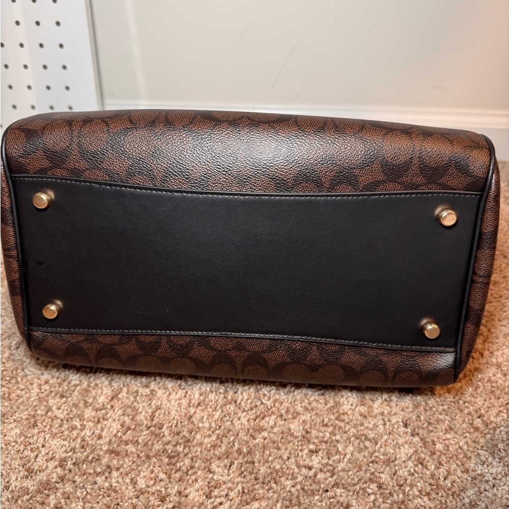 Coach Brown and Black Signature Dome Satchel - Picture 5 of 11